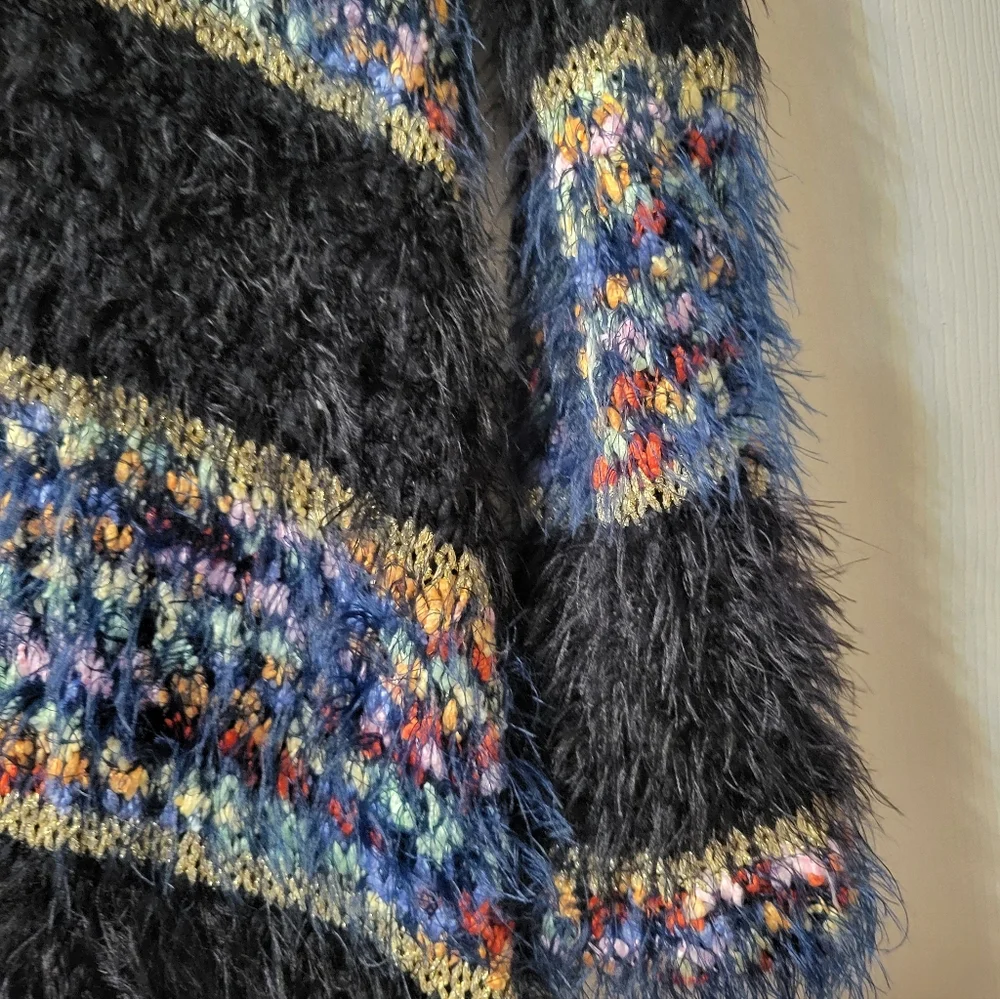 CLEARANCE New Directions Black and Multicolor Cowl Neck Sweater - Picture 6 of 10